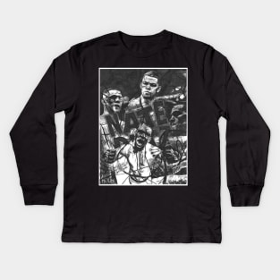 Nate Diaz Black and White Kids Long Sleeve T-Shirt